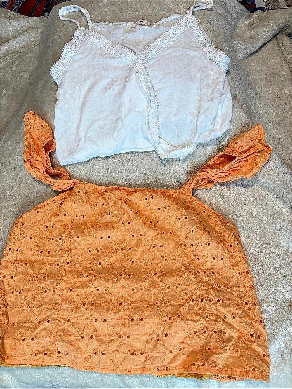 Orange & White Eyelet Camisole Set